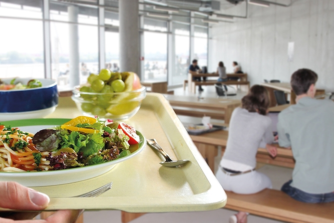 Blick in den Gastraum der Mensa HCU