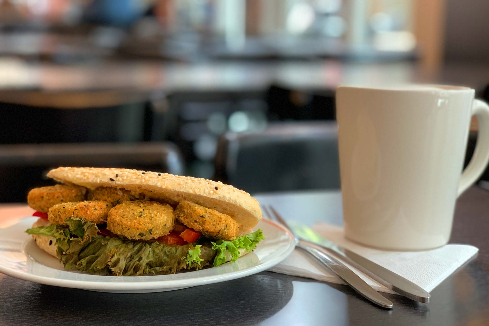 Falafel sandwich on a plate